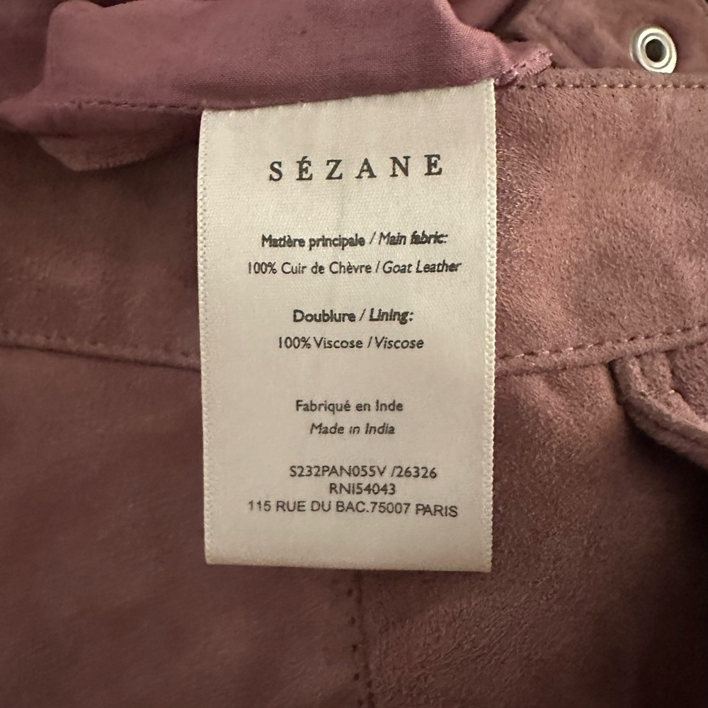 Sezane Damiano Pink Suede Leather Wide Leg Trousers Size 34 - Picture 4 of 4
